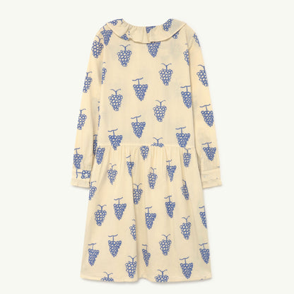 女童白色葡萄印花棉连衣裙