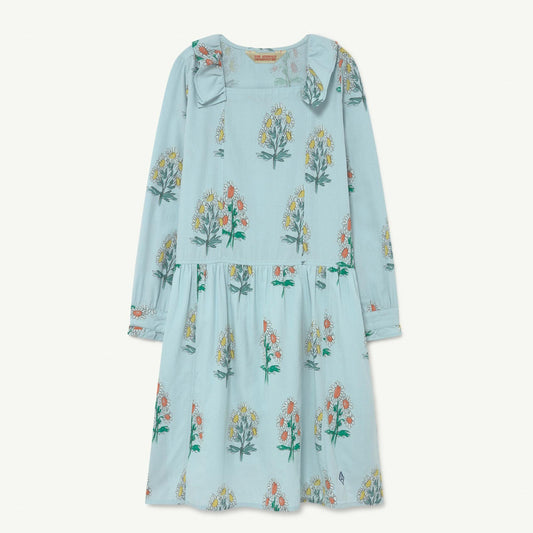 女童浅蓝色花朵印花棉连衣裙
