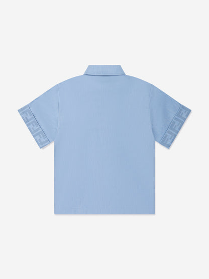 男童蓝色 Chambray FF Logo 衬衫