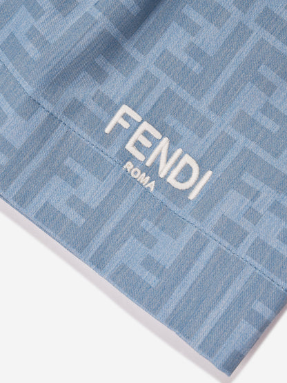 男童蓝色 Chambray FF Logo 短裤