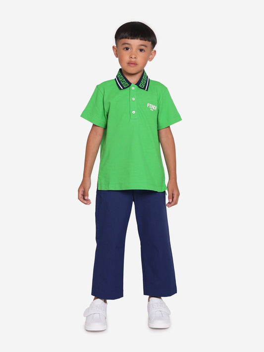 男童绿色徽标 Polo 衫