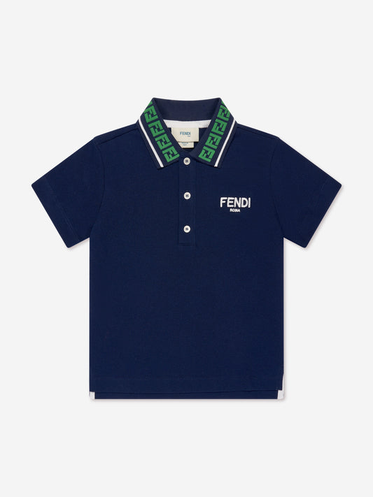 男童海军蓝 FF 徽标 Polo 衫