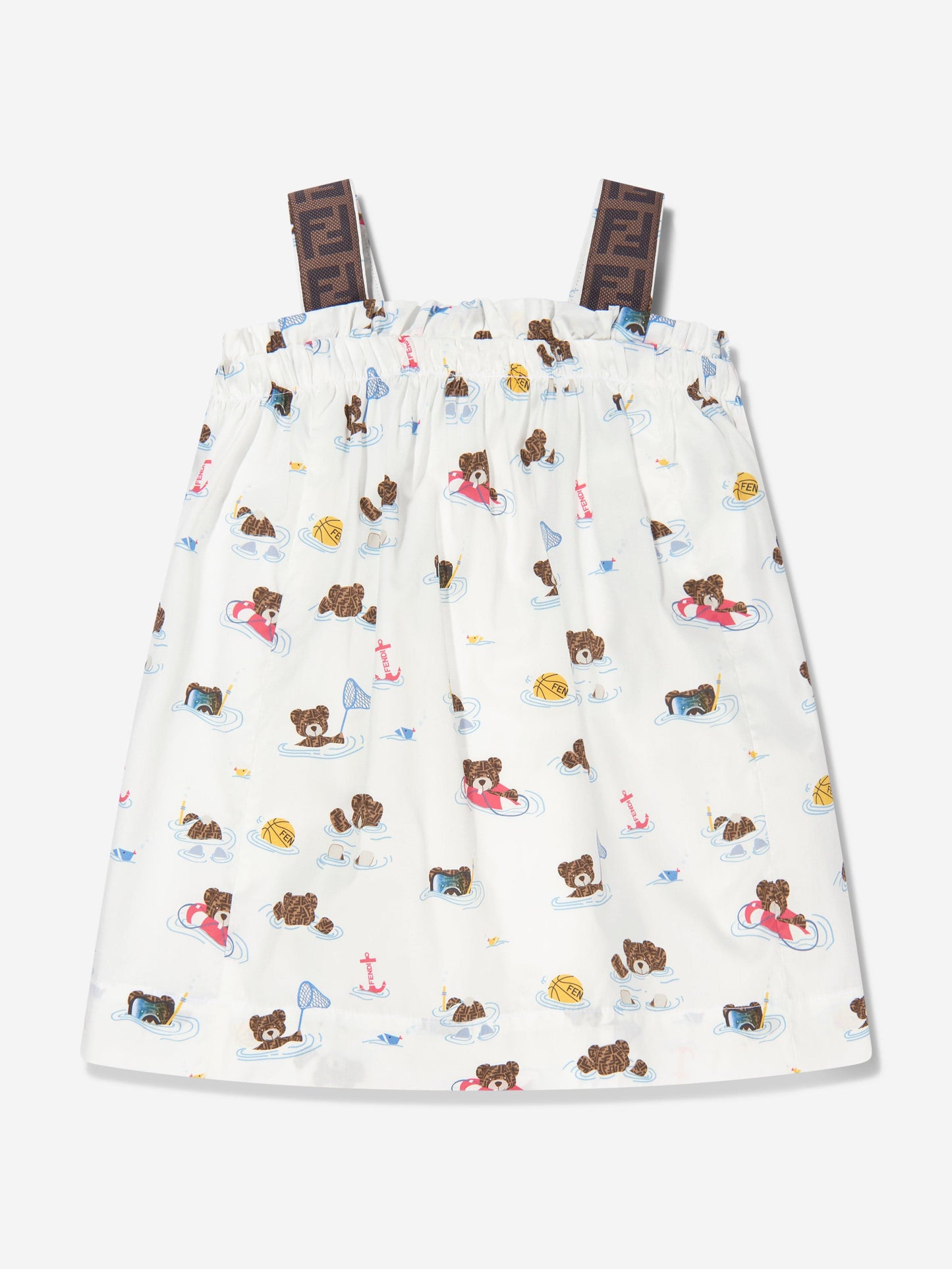 Baby Girls Bear Dress With Knickers in White