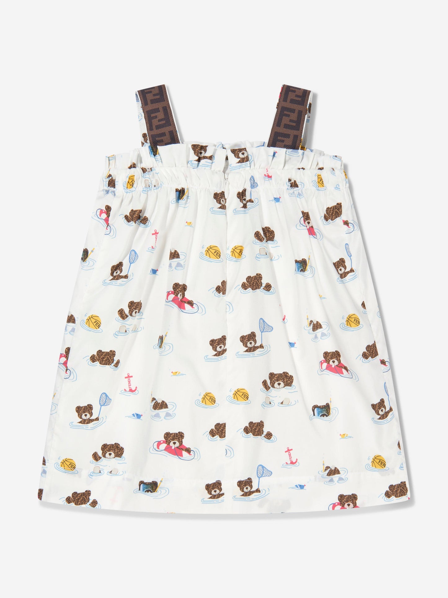 Baby Girls Bear Dress With Knickers in White