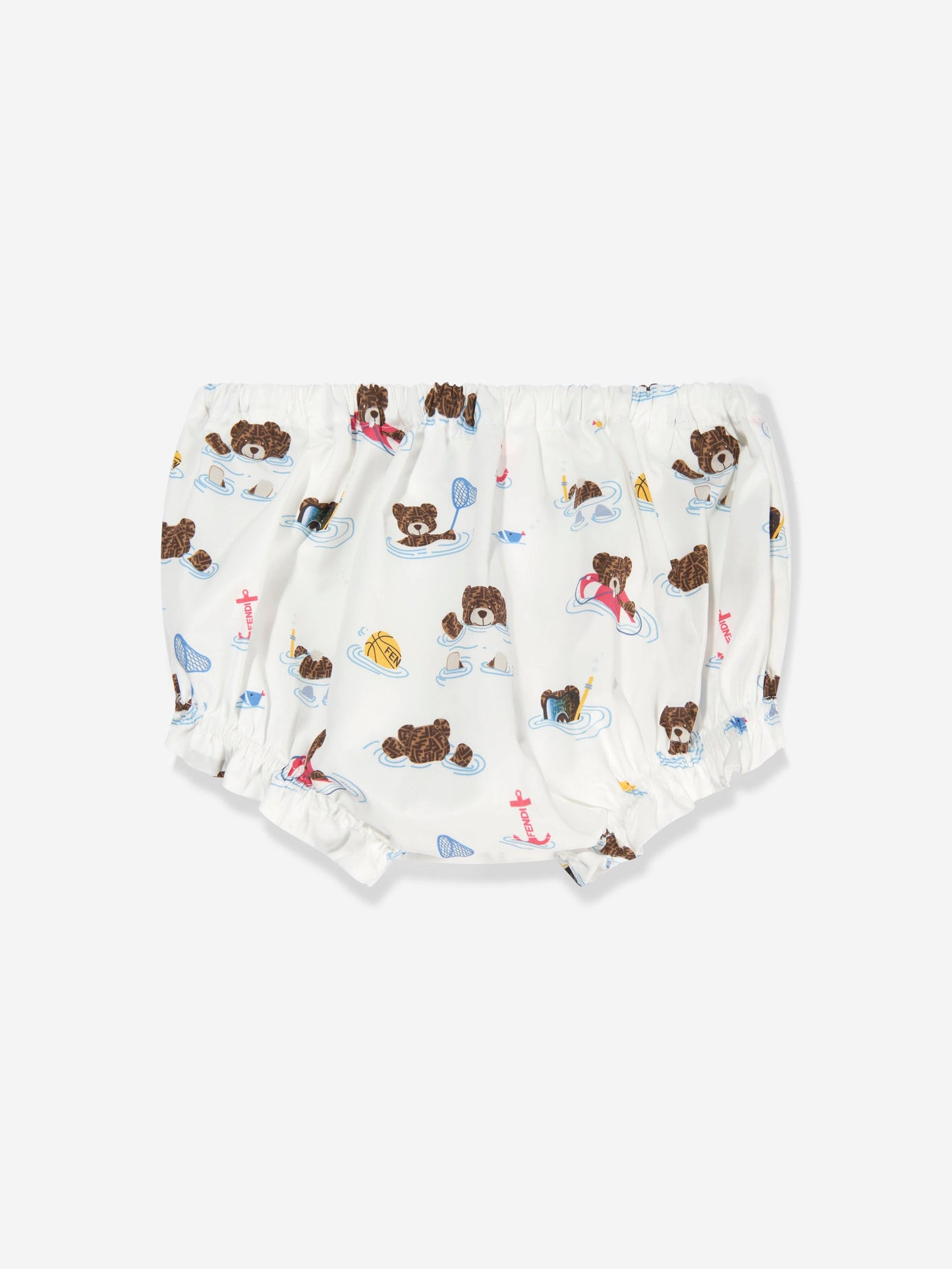 Baby Girls Bear Dress With Knickers in White