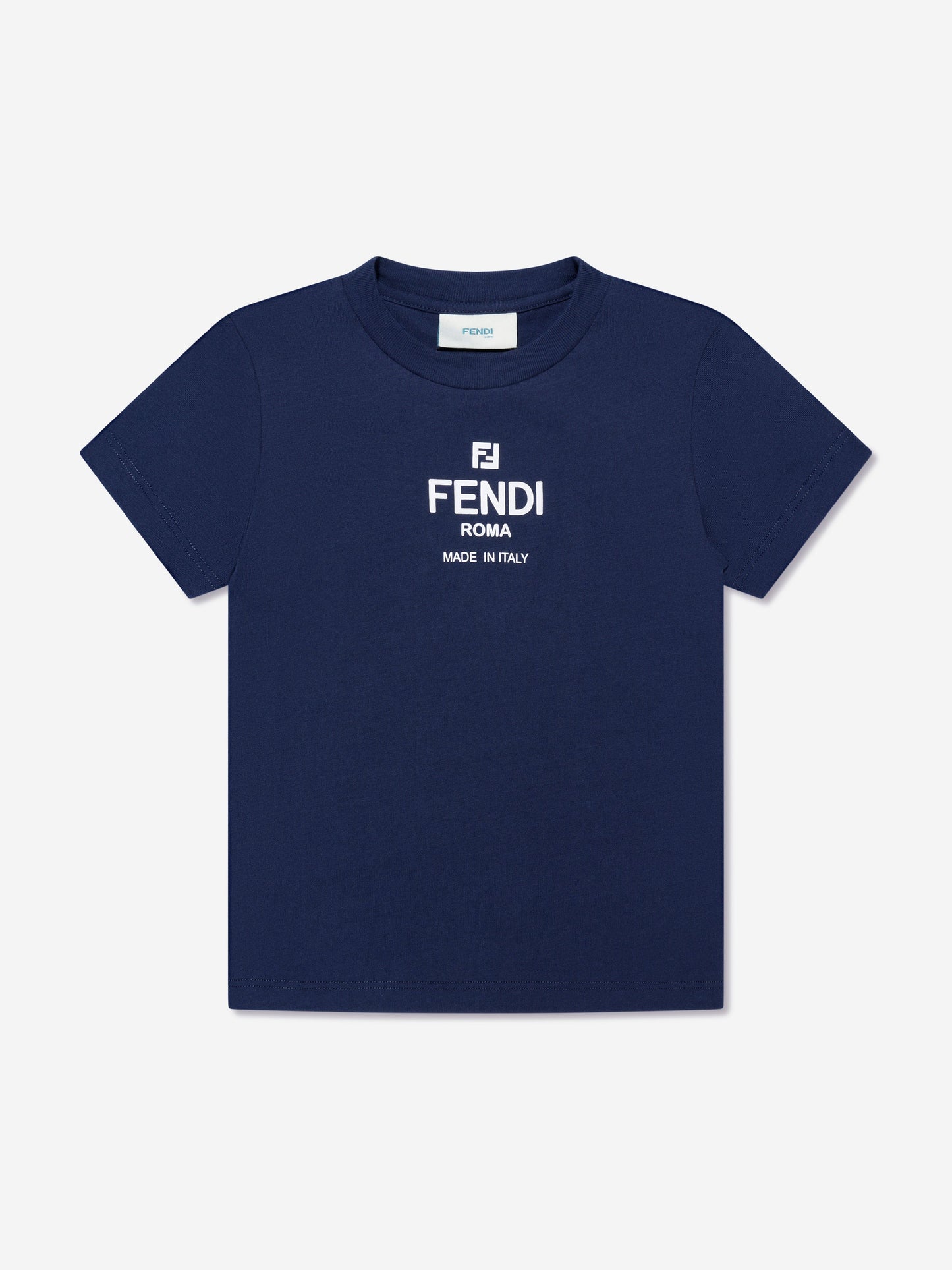Fendi Kids 徽标 T 恤（海军蓝）