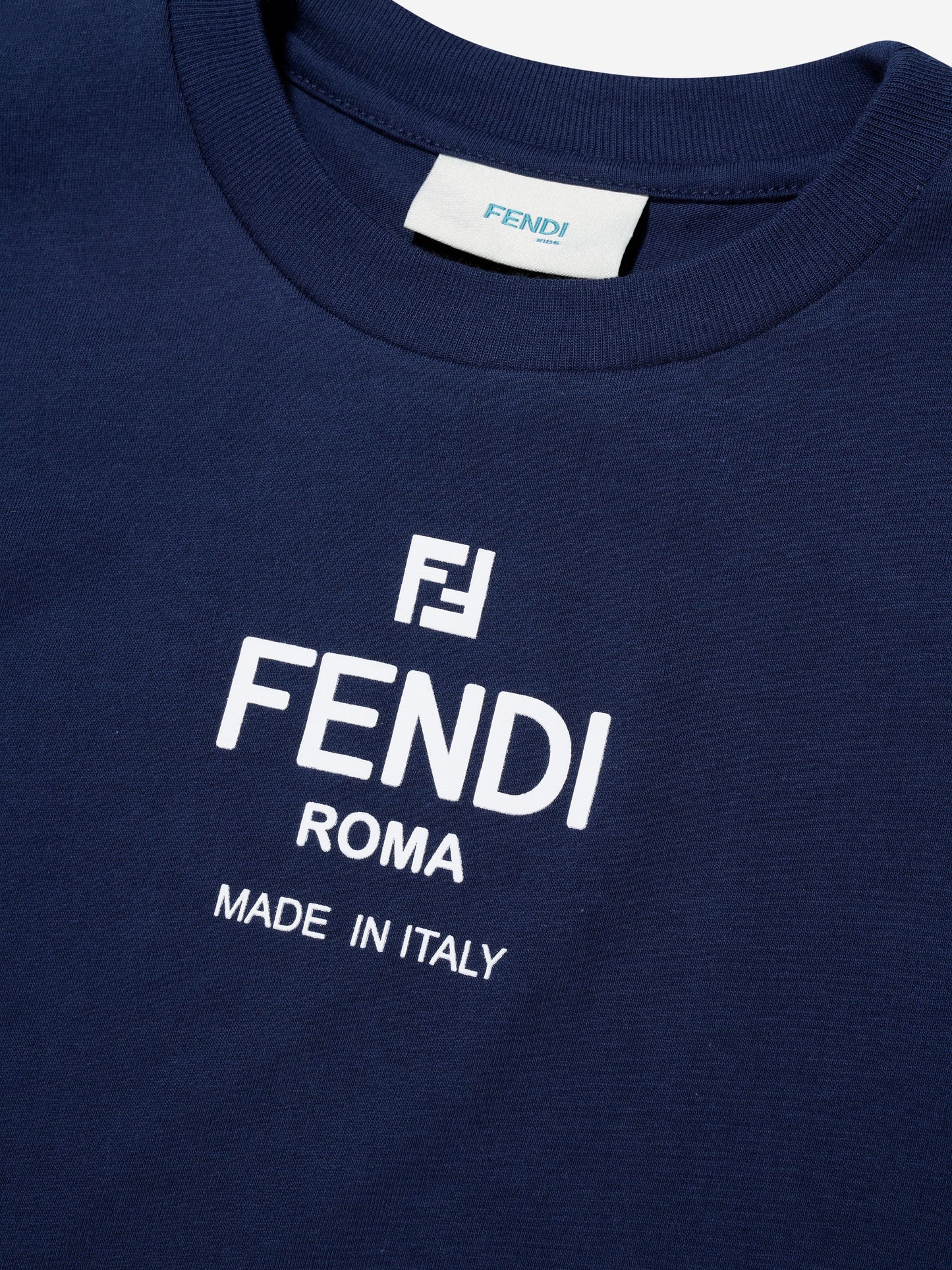 Fendi Kids 徽标 T 恤（海军蓝）
