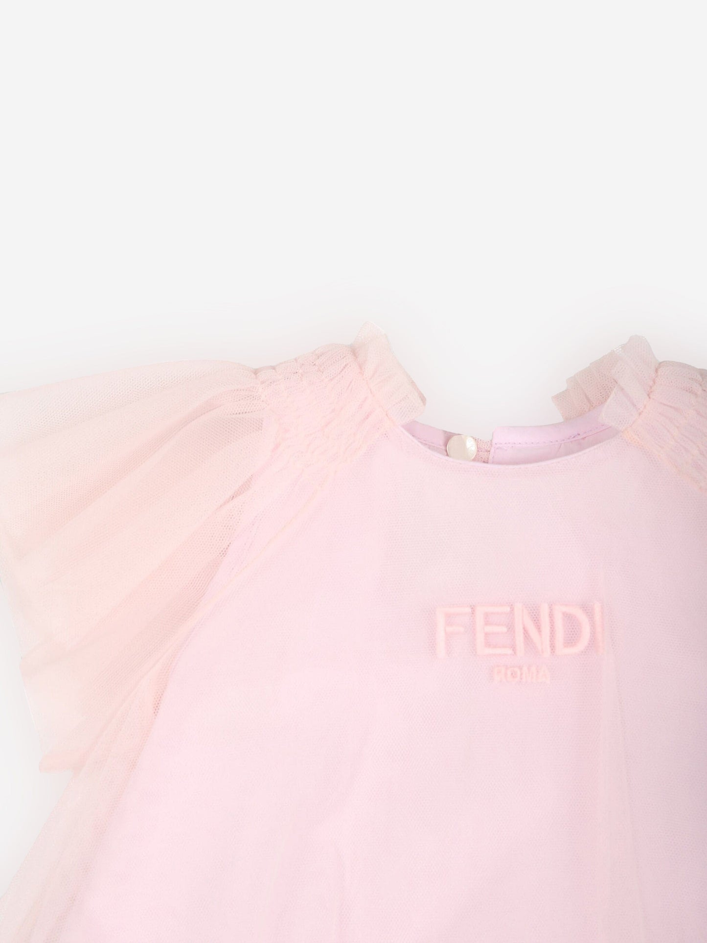Fendi 女婴粉色薄纱连衣裙
