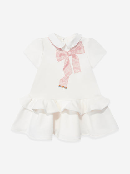 Baby Girls Bow Dress in White