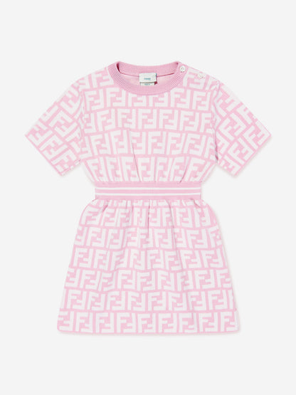 Baby Girls FF Logo Knit Dress in Pink