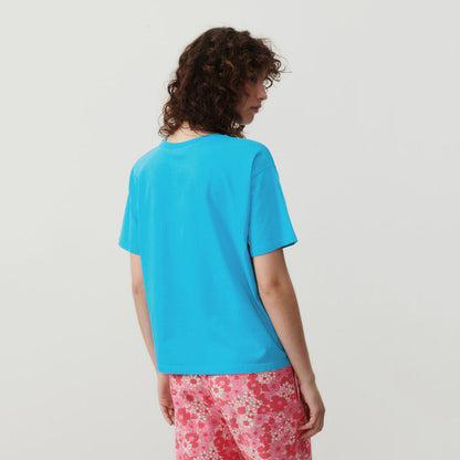 女士蓝色棉T恤