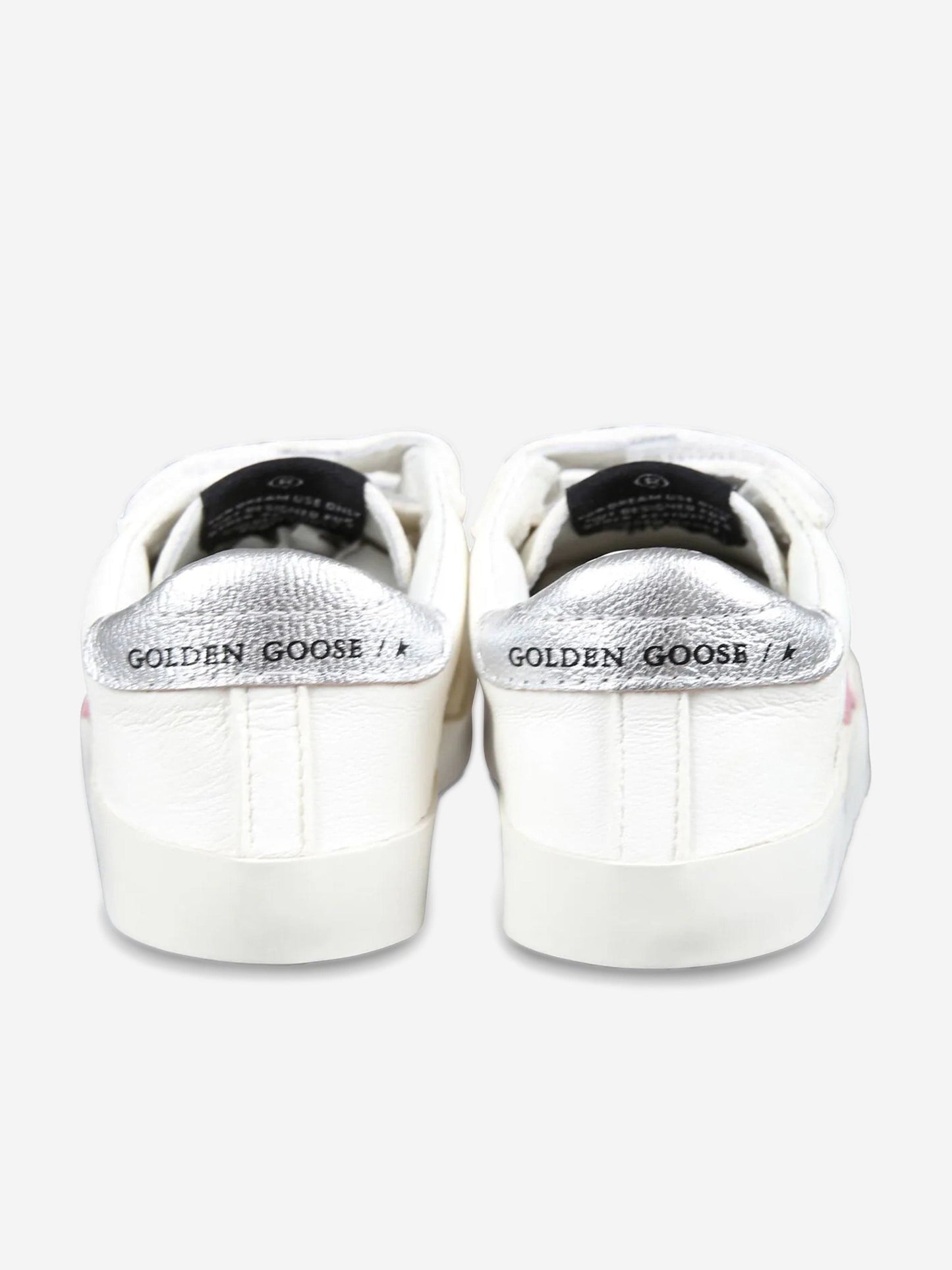 Golden Goose 女童皮革绒面星形运动鞋（白色）