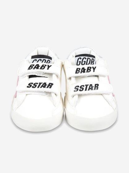 Golden Goose 女童皮革绒面星形运动鞋（白色）