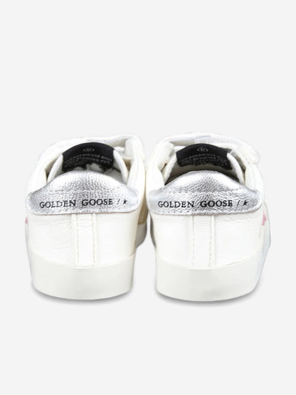 Golden Goose 女童皮革绒面星形运动鞋（白色）