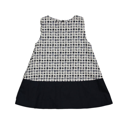 Girls Navy & White Cotton Dress