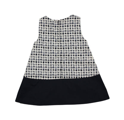 Girls Navy & White Cotton Dress