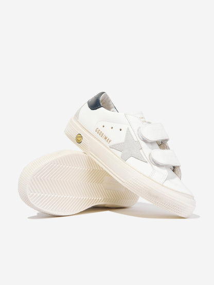 Golden Goose Kids Leather Star May School 运动鞋 (白色)