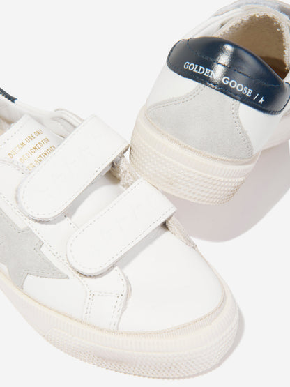Golden Goose Kids Leather Star May School 运动鞋 (白色)