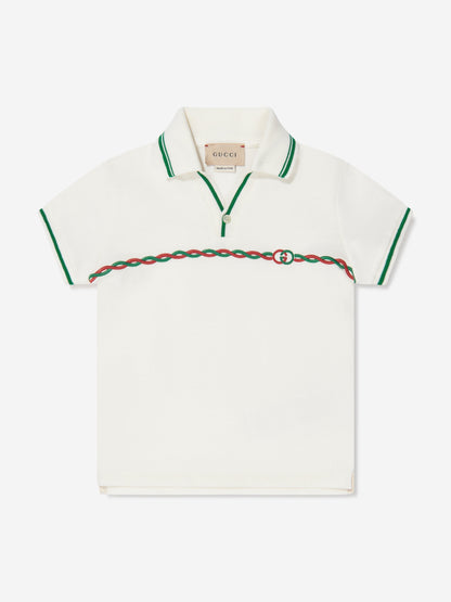 男婴白色徽标 Polo 衫
