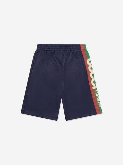 Gucci Boys 海军蓝徽标百慕大短裤