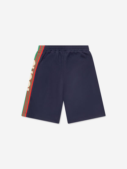 Gucci Boys 海军蓝徽标百慕大短裤