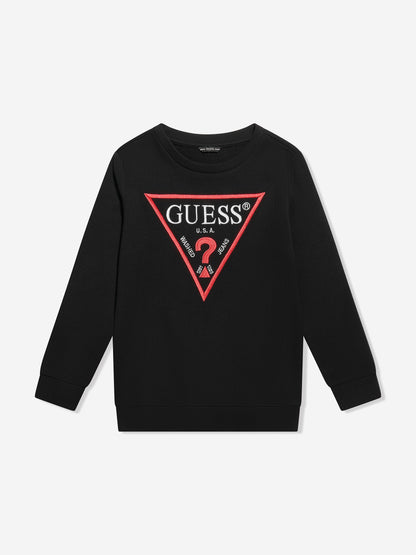Guess 男童黑色徽标印花运动衫