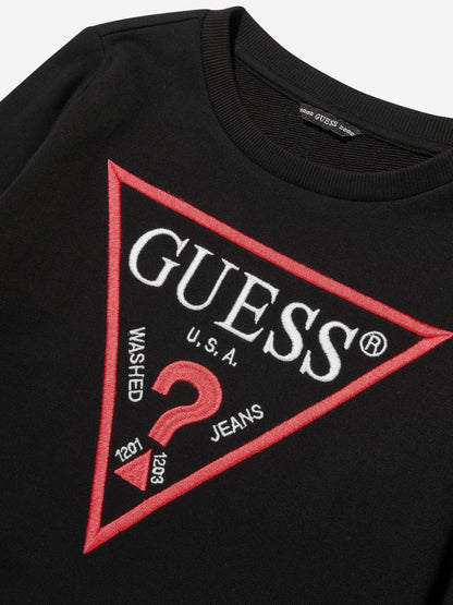 Guess 男童黑色徽标印花运动衫