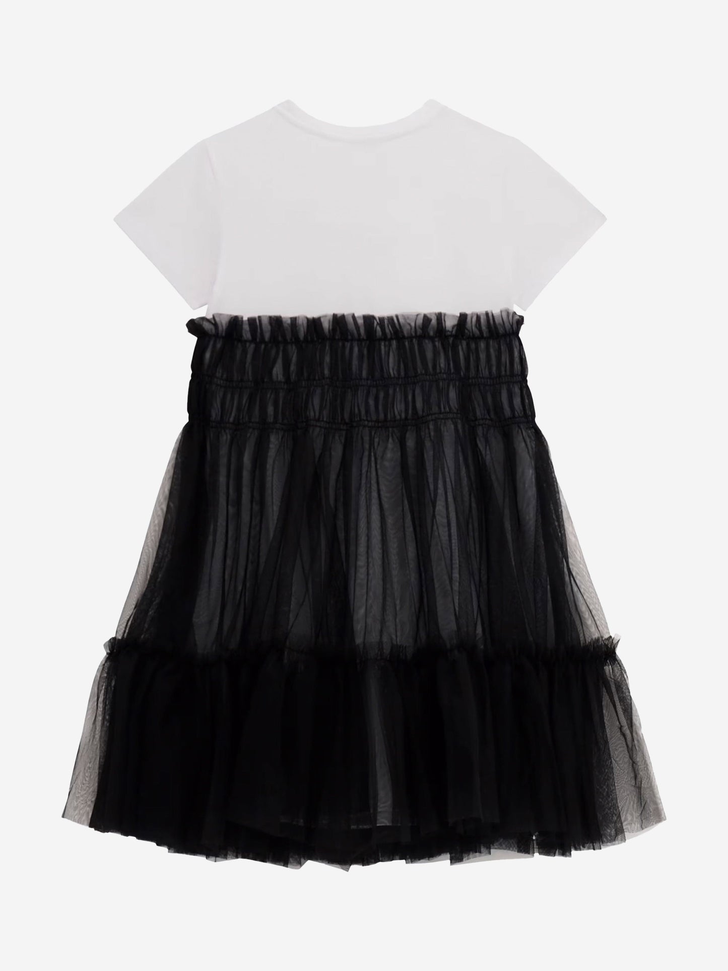 Girls Mixed Fabric Dress in Black