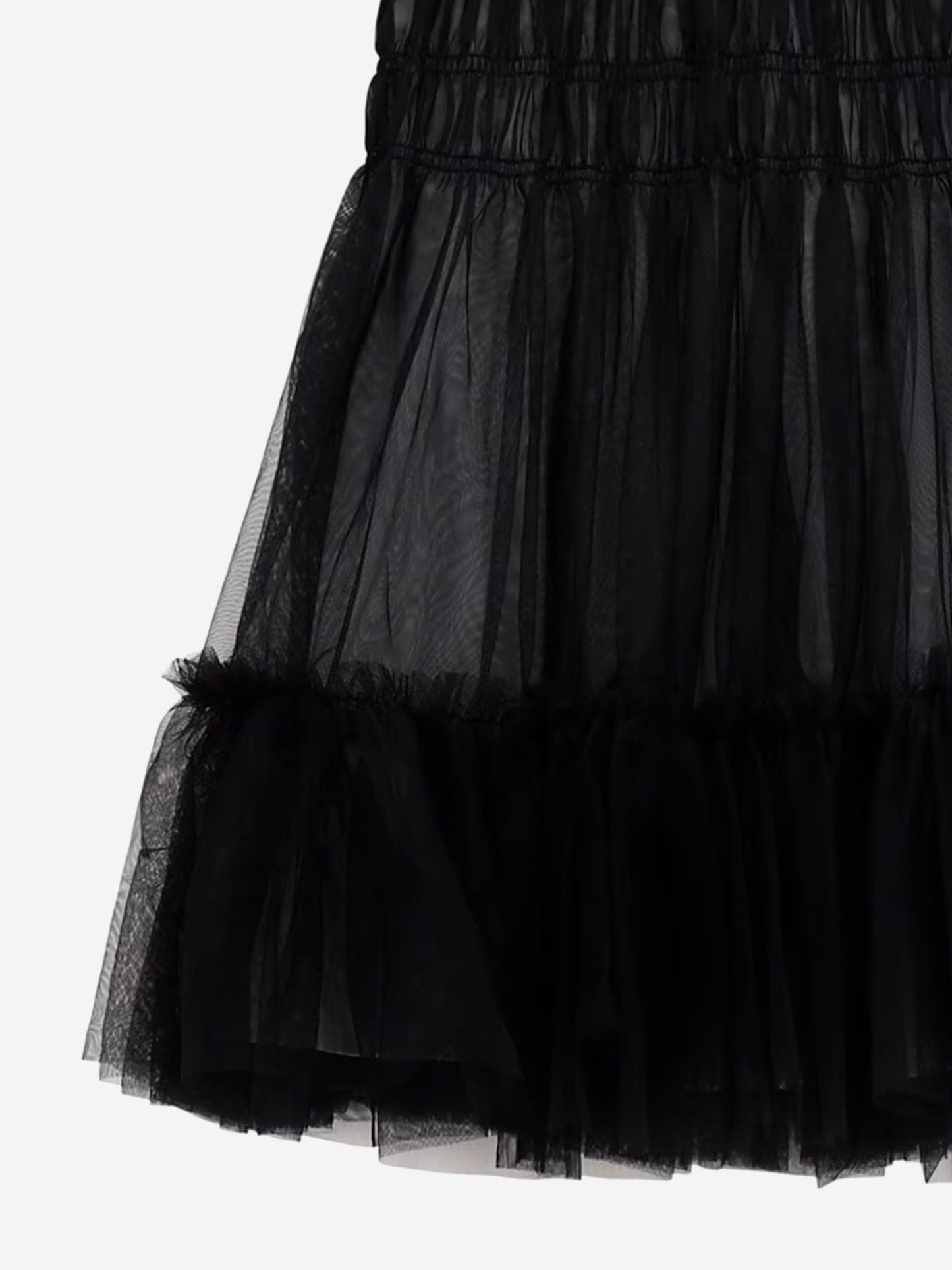 Girls Mixed Fabric Dress in Black