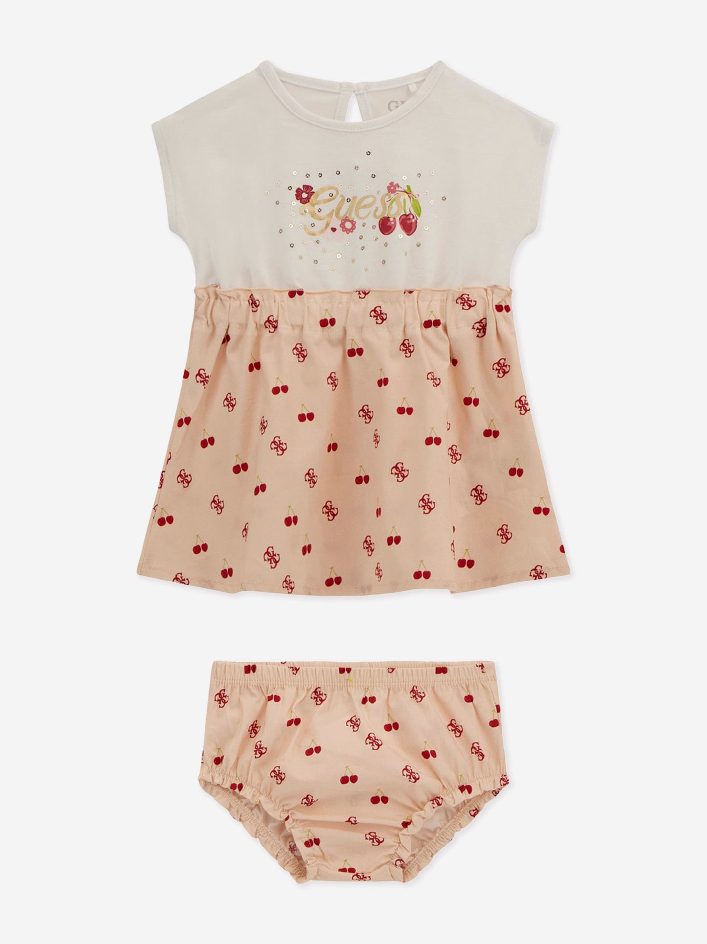 Baby Girls Cherry Dress with Knickers in Pink