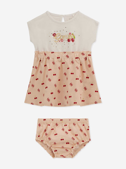 Baby Girls Cherry Dress with Knickers in Pink