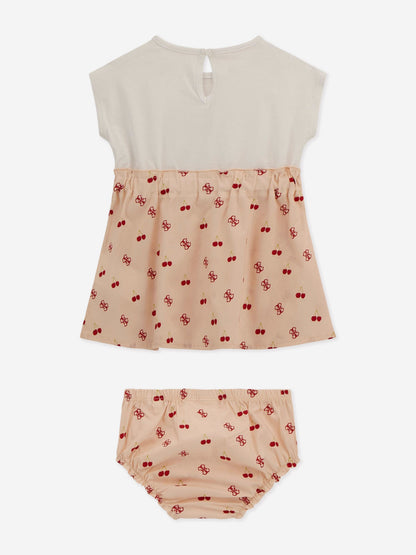 Baby Girls Cherry Dress with Knickers in Pink