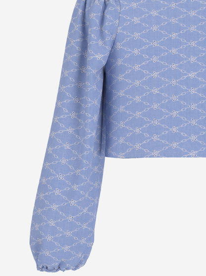 Girls Sangallo Oxford Blouse in Blue