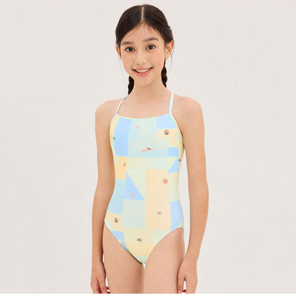女童彩色专业泳衣