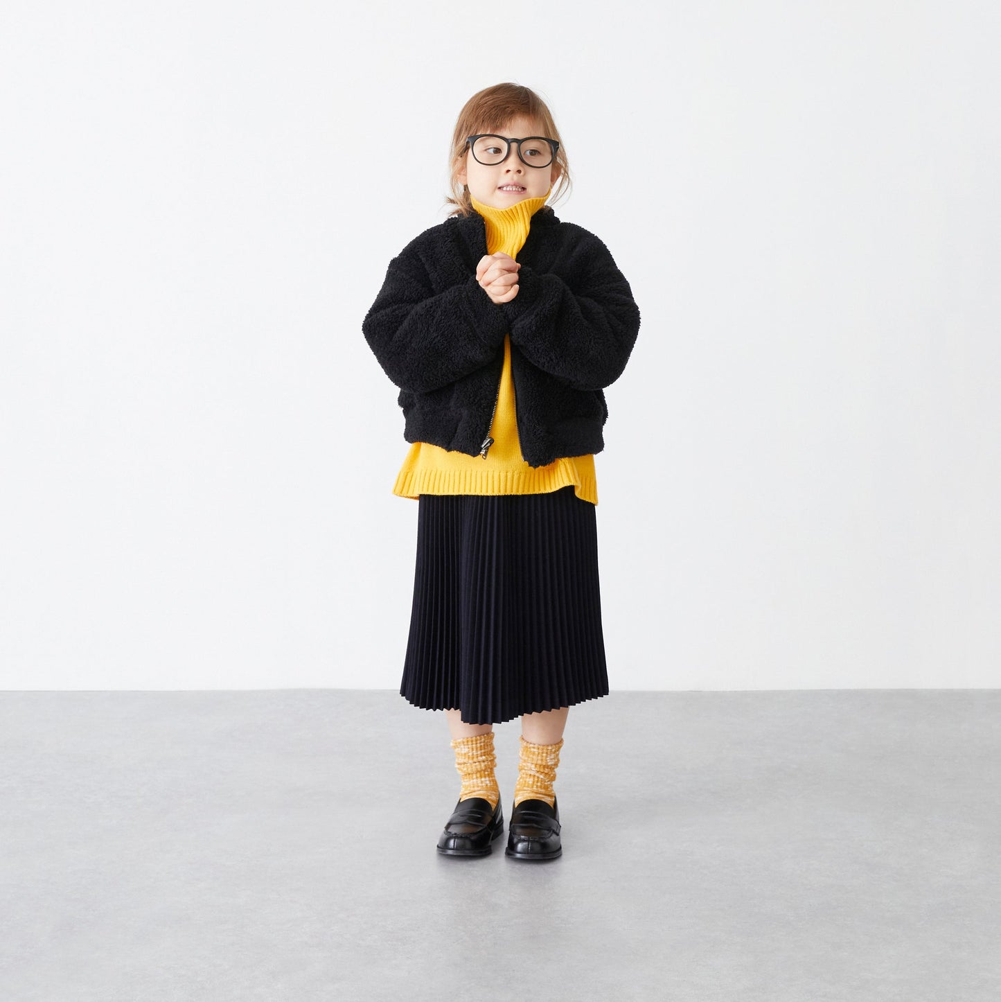 女童藏青色百褶短裙