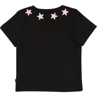 Girls Black Logo Cotton T-shirt