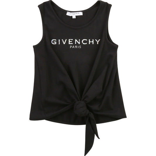 Girls Black Logo Cotton Top