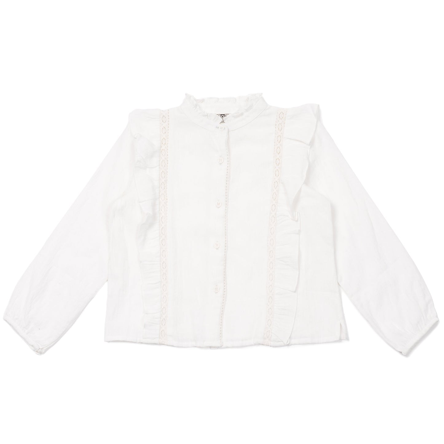 Girls Off White Cotton Shirt
