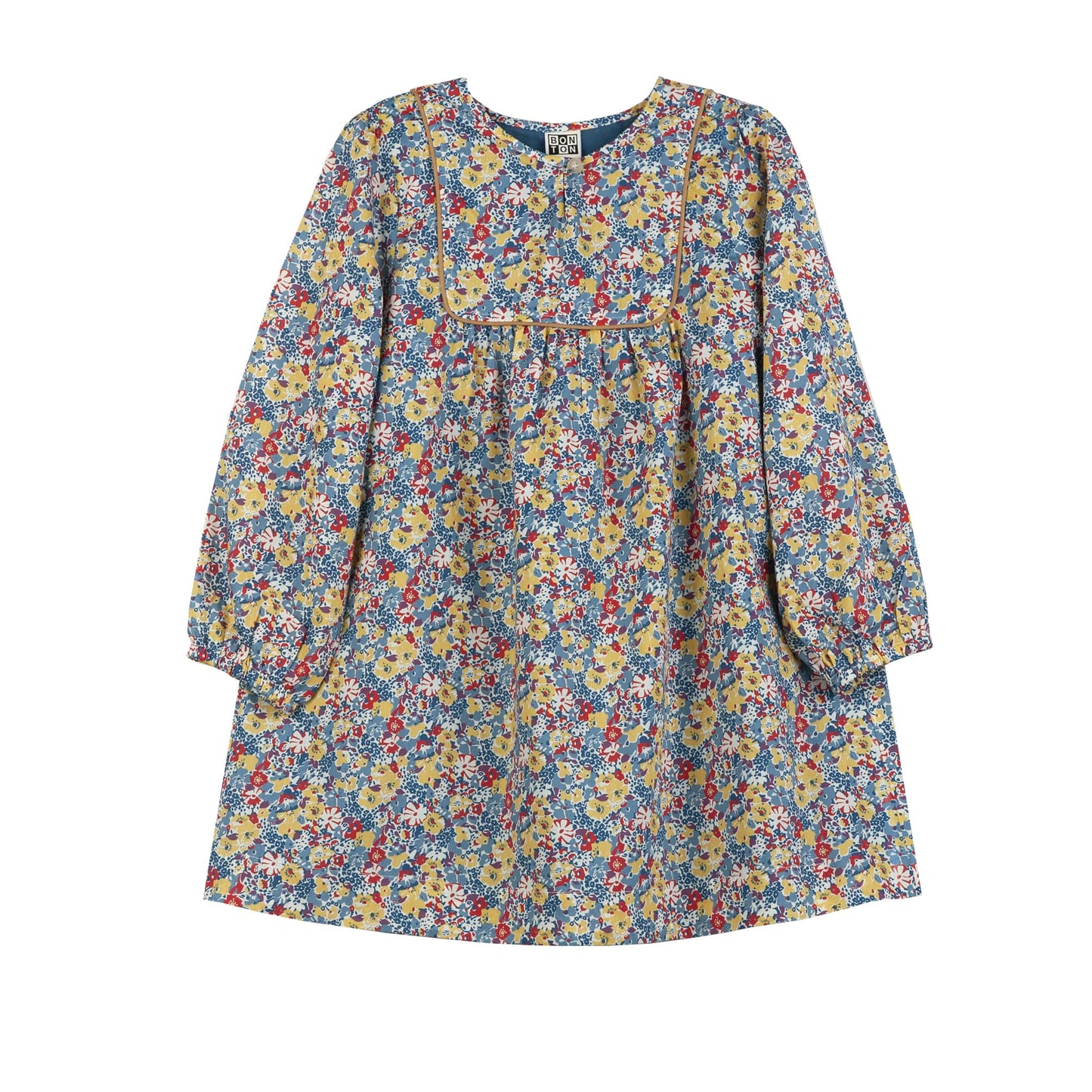 女童浅蓝色碎花棉连衣裙