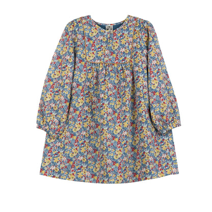 女童浅蓝色碎花棉连衣裙