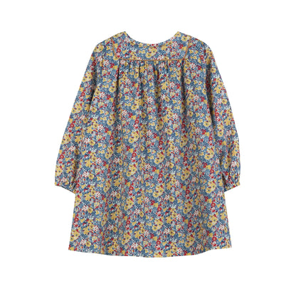 女童浅蓝色碎花棉连衣裙