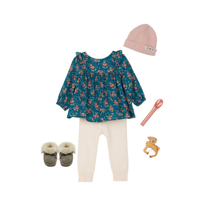 女婴白色羊毛打底裤