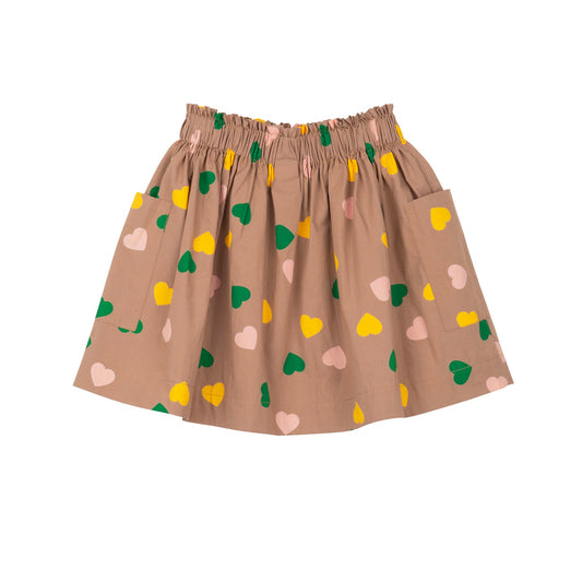 女童浅棕色心形棉短裙