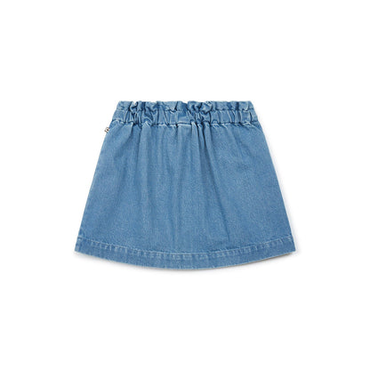 女童蓝色牛仔短裙