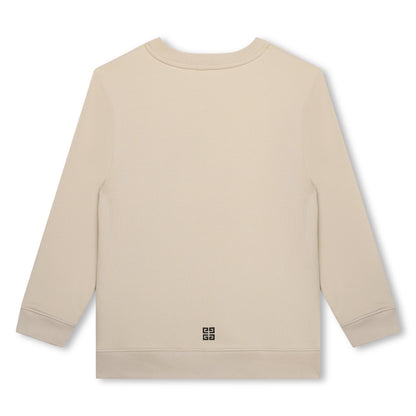 男童米色Logo棉卫衣