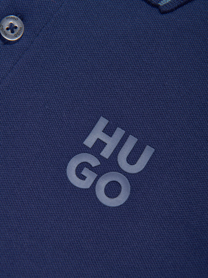 Hugo Boys 蓝色徽标印花 Polo 衫