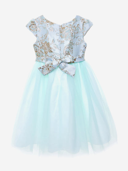 Girls Crystal Cascade Dress in Green