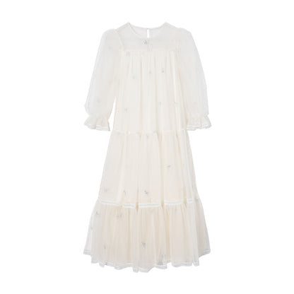 女童月光白礼服纱裙