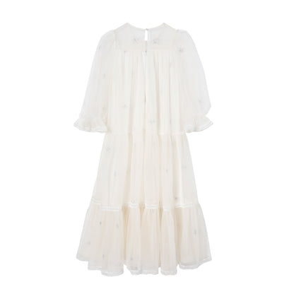 女童月光白礼服纱裙
