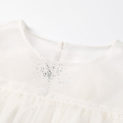 女童月光白礼服纱裙